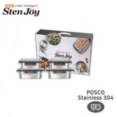 [스텐조이] 프리미엄 밀폐용기 직사각 4조