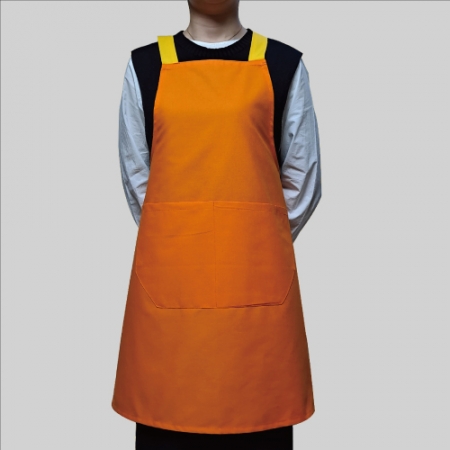 단색 포인트 앞치마 - 주황 #2