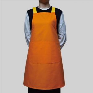 단색 포인트 앞치마 - 주황