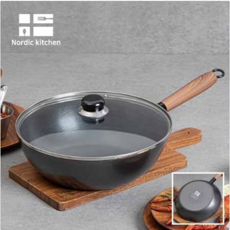 노르딕키친 IH 무쇠 궁중팬 28cm + 유리뚜껑 2P #3