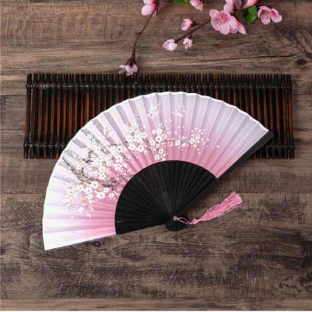복사꽃 베이직 접이식 대나무 부채 / 전통부채 #2