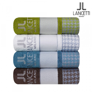 란체티 뱀부얀 하운드체크 전사 세면타올 1매, 40x80cm, 타올 170g