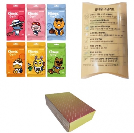 카카오프렌즈 크리넥스 물티슈 휴대용 구급키트 여행용 카카오구급함 2종세트 #3