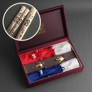 부귀영화 수공예 방짜유기 2인수저(청홍수저집)