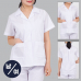 작은이미지: 남자 여자 단체 깔끔한 백색 위생복 반팔 상의 #3