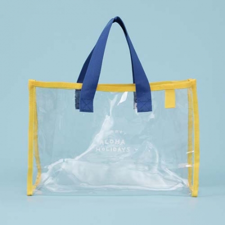 알로하 심플 투명 비치백(옐로우+블루) 바캉스 방수가방 #3