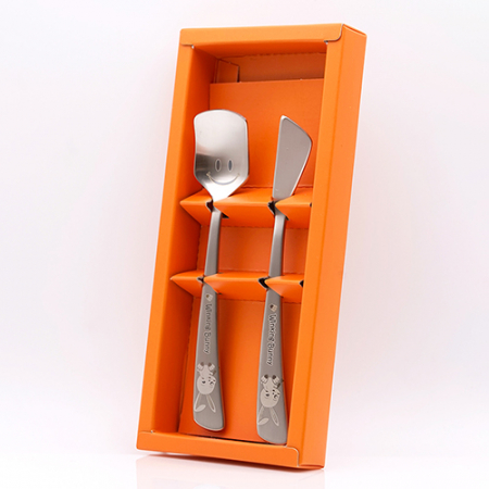 토끼 아이스크림스푼 & 버터나이프 2종 케이스 세트 #2