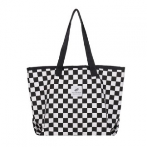 CF648 에코라이프 패셔너블 체크무늬 캔버스백 쇼퍼백