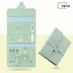 생활더봄 파스텔 가죽 손톱깎이세트 네일케어 kit 16종 5colors