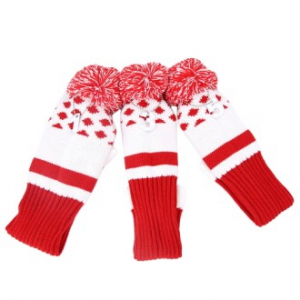 CE854 더바디 골프채 커버 레드 니트 클럽커버 방울모자커버