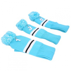 CE851 더바디 캐주얼 골프채 커버 니트커버 하늘색 방울 커버