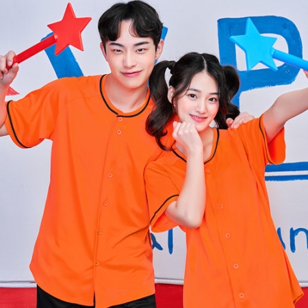 베이스볼 형광 오렌지 티셔츠, 야구티 행사용 단체티 형광 오렌지 // 전사 인쇄 #2