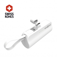 [스위스콜스] 도킹형 5000mAh 일체형 휴대폰 미니 소형 보조배터리 8핀 화이트