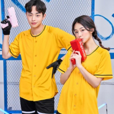 베이스볼 옐로우 티셔츠, 야구티 행사용 단체티 옐로우 // 전사 인쇄