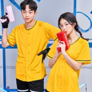 베이스볼 옐로우 티셔츠, 야구티 행사용 단체티 옐로우 // 전사 인쇄