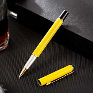 베이직 심플 실버 검정심 볼펜 (옐로우) 1mm