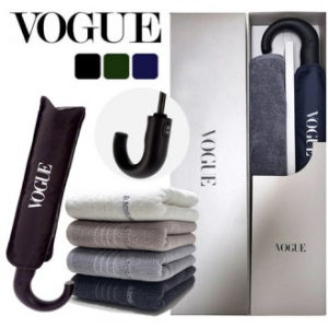 보그 3단 자동곡자 우산 + 백화점 타올 (140g) 세트