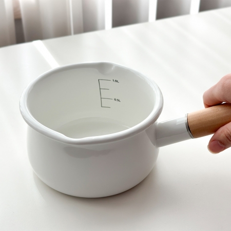 법랑 우드손잡이 편수냄비 1.2L 인덕션 가스렌지 하이라이트 오븐 사용가능 #3