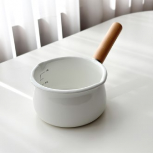 법랑 우드손잡이 편수냄비 1.2L 인덕션 가스렌지 하이라이트 오븐 사용가능