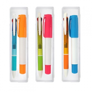 문구세트 B형-9 (3색 볼펜 +고체 형광펜)