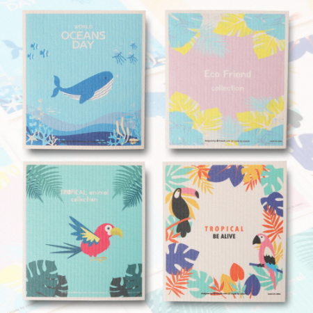 생분해 셀룰로오스 디자인 행주 17×19cm #2