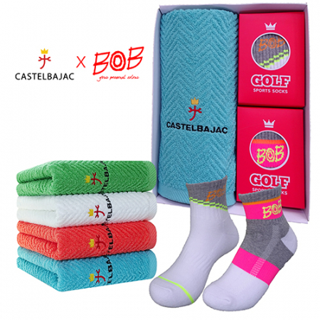 까스텔바작 비비드 세면 타올 1매 +BOB 골프양말 (남, 녀) 2족 #2