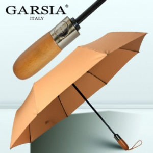 가르시아 3단 60 원목손 브라운 300T 완전자동 우산 / 양산