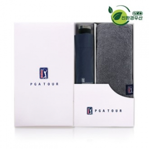 PGA 그린 3단 수동우산 + 260g 코마사 타올 세트