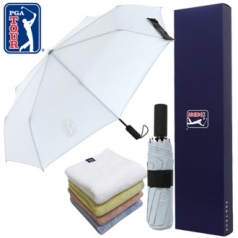 PGA 친환경그린 3단완전자동 우산+180g모달사타올세트