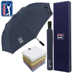 PGA 친환경그린 2단자동 우산+180g모달사타올세트