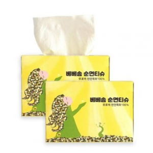 [베베솜] 무표백 순면 100% 손입콧물 각티슈 100매