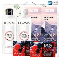 애경 케라시스 샴푸 180ml + 케라시스 린스 180ml + 2080 히말라야 + 핑크솔트 치약 100G 2P + 포인트 베리 비누 2P (6종) (am)