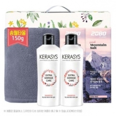 송월타올 150g + 애경 케라시스 샴푸 180ml 용기 * 2P + 2080 히말라야 핑크솔트 치약 100G * 2P 5종 am