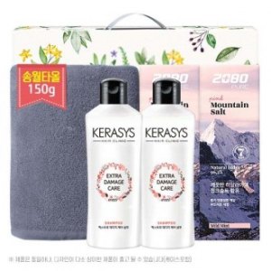 송월타올 150g + 애경 케라시스 샴푸 180ml 용기 * 2P + 2080 히말라야 핑크솔트 치약 100G * 2P 5종 am