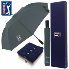 PGA 친환경그린 2단자동 우산+130g면사타올세트