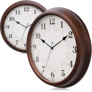 무소음 원목 이중라인 벽시계 400