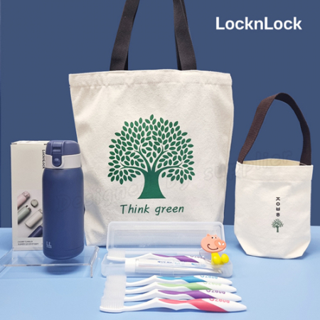 락앤락 선물세트 처비 370ml 텀블러 (10호) 에코백 M208 0칫솔걸이 칫솔 치약 #2