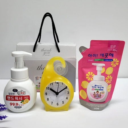 핸드워시, 아이깨끗해리필, 욕실 흡착시계, 선물세트4종 #2