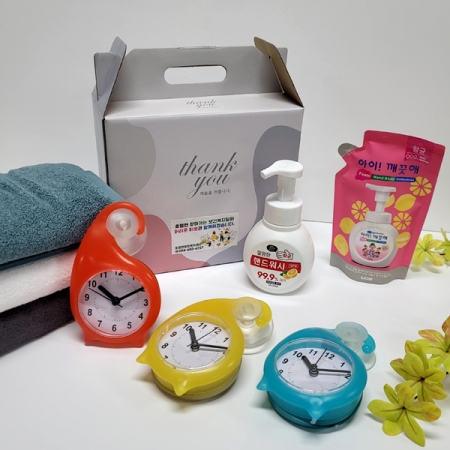 아이깨끗해  핸드워시, 손세정제, 흡착식 방수시계, 송월타올, 선물세트 5종 #2