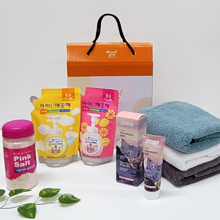 선물세트 5종 아이깨끗해 핑크소금 치약 타올 타월 #2