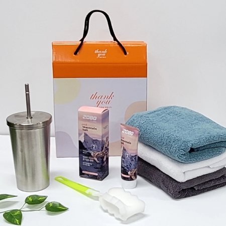 선물세트 5종 타올 타월 핑크소금 치약 텀블러 #2