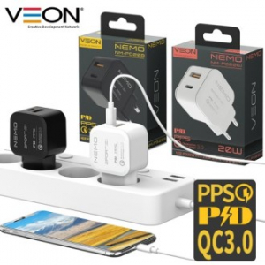 베온 네모 PD 20W PPS 듀얼 2포트 초고속 가정용 충전기 케이블미포함