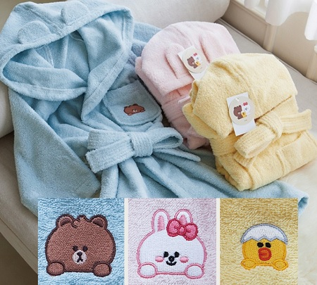 라인프렌즈 후드목욕가운 샤워 호텔 콜렉션 비치 여행룩 #2