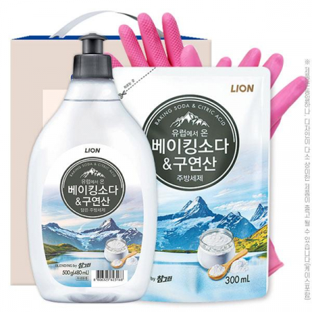 [ 선물세트] (친환경 ) 참그린 베이킹소다 500용기 참그린 베이킹소다 300 리필 고무장갑32cm (3종) #2