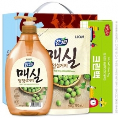 참그린 매실 주방세제 490ml 펌프 + 매실 주방세제 300ml 리필 + 크린백 (3종) [선물세트]