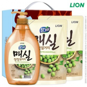 참그린 매실 주방세제 490ml 펌프 + 매실 주방세제 300ml 리필 2P 3종 선물세트