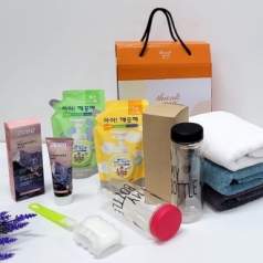 선물세트6종 아이깨끗해 핑크소금 치약 마이보틀 타올 타월