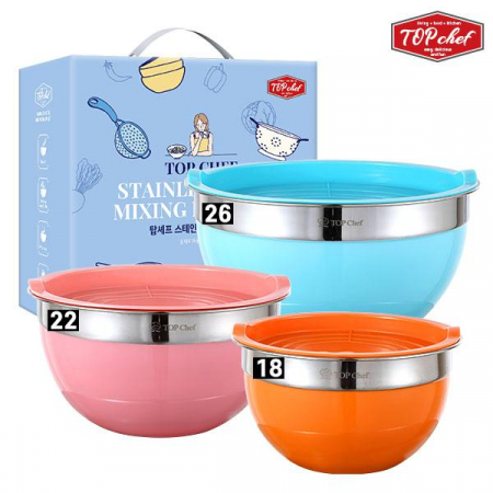 탑셰프 뚜껑 컬러 믹싱볼 18 22 26 (3종) #2