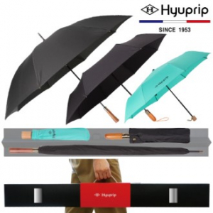 협립 70 슈트 블랙 원목손 우산 +3단 60엔티크 블랙 완전자동 우산 +3단 마시멜로 수동 우산 - 패밀리 우산 3P 세트