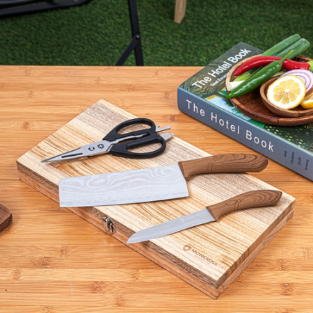 몽크로스 프리미엄 캠핑 칼 & 캄포 원목도마 세트 #3